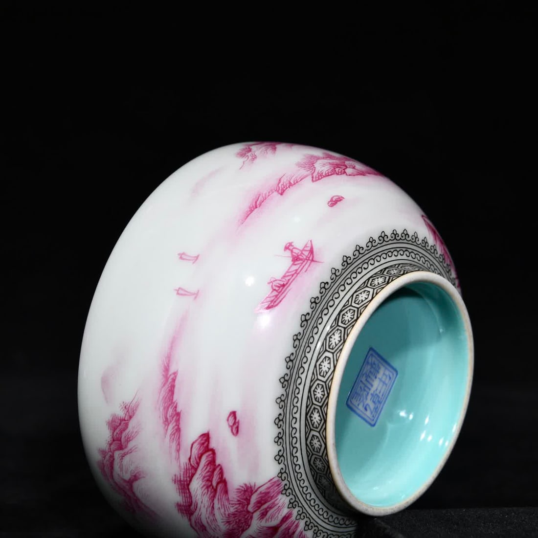 A Qing Qianlong agate red landscape pattern Arhat cup - 7