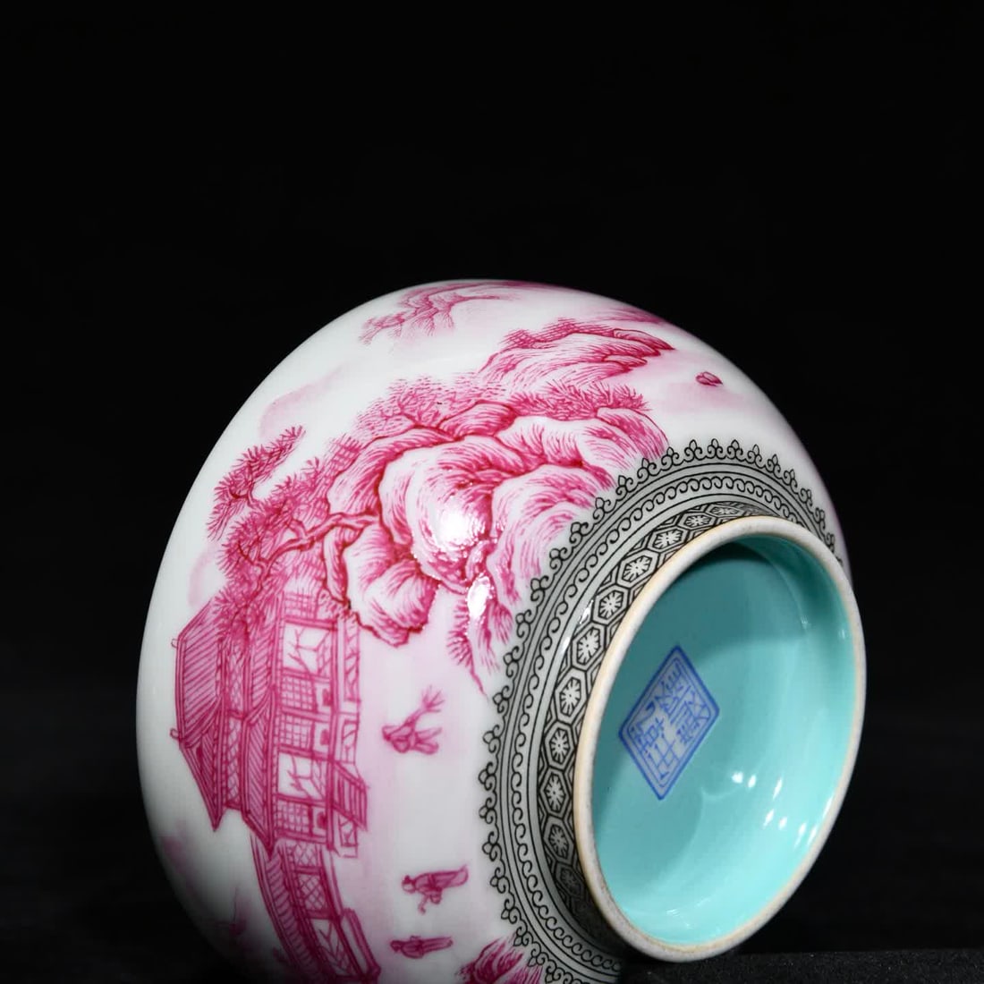 A Qing Qianlong agate red landscape pattern Arhat cup - 8