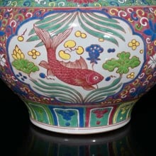 A Daming Xuande colorful window fish algae pattern jar - 8