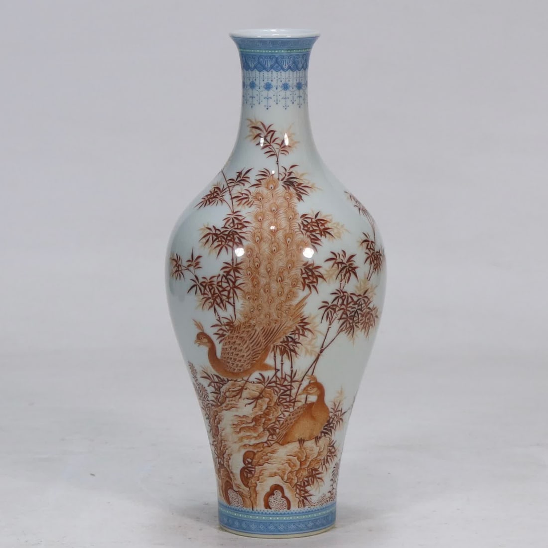 A Qing Yongzheng alum red peacock olive bottle (1 of 9)