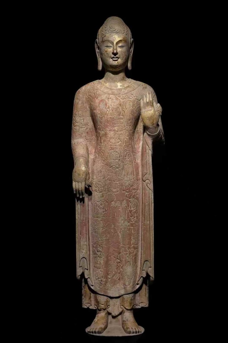 A statue of a Buddha in the Northern Qi Dharma Realm is full of gilded Buddhas: Northern Qi Dharma Realm People Full of Gilded Buddha Statues SIZE: H:121cm (The Dimensions Of All Batches Are Manually Measured.If You Need More Detailed Information, Please Contact Our Customer Serv
