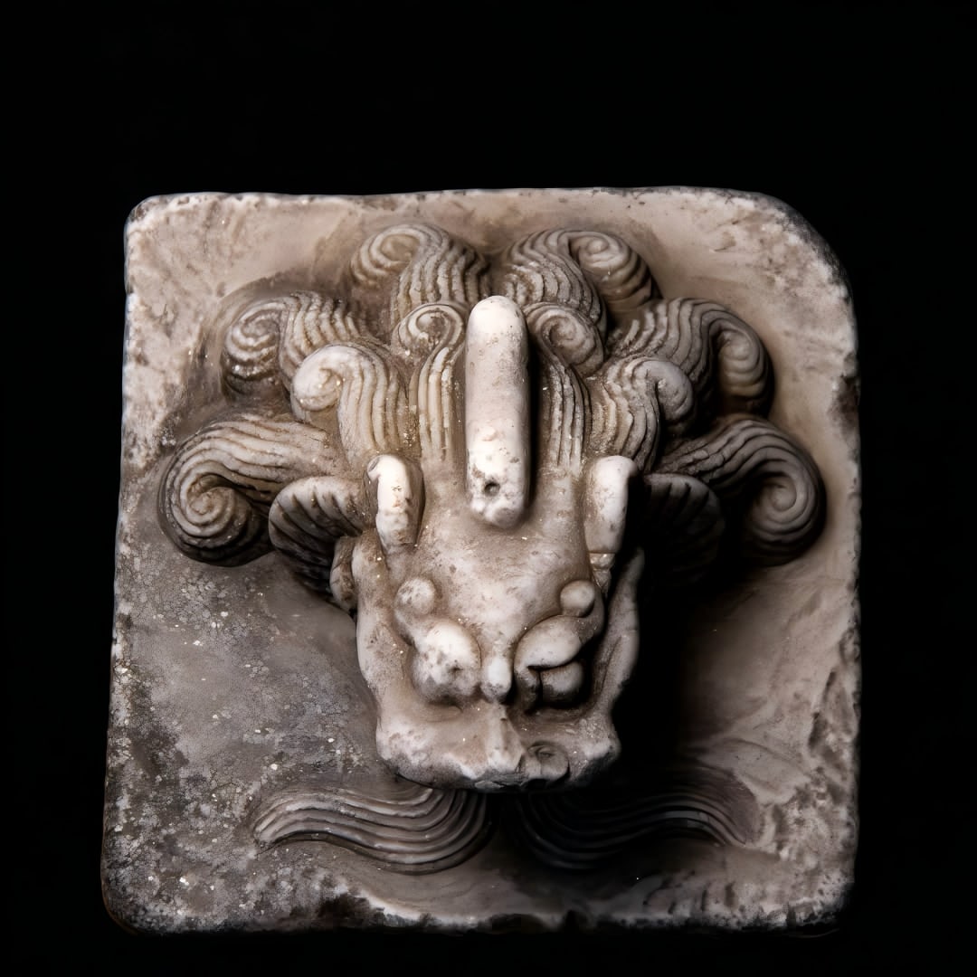 A white jade lion head - 2