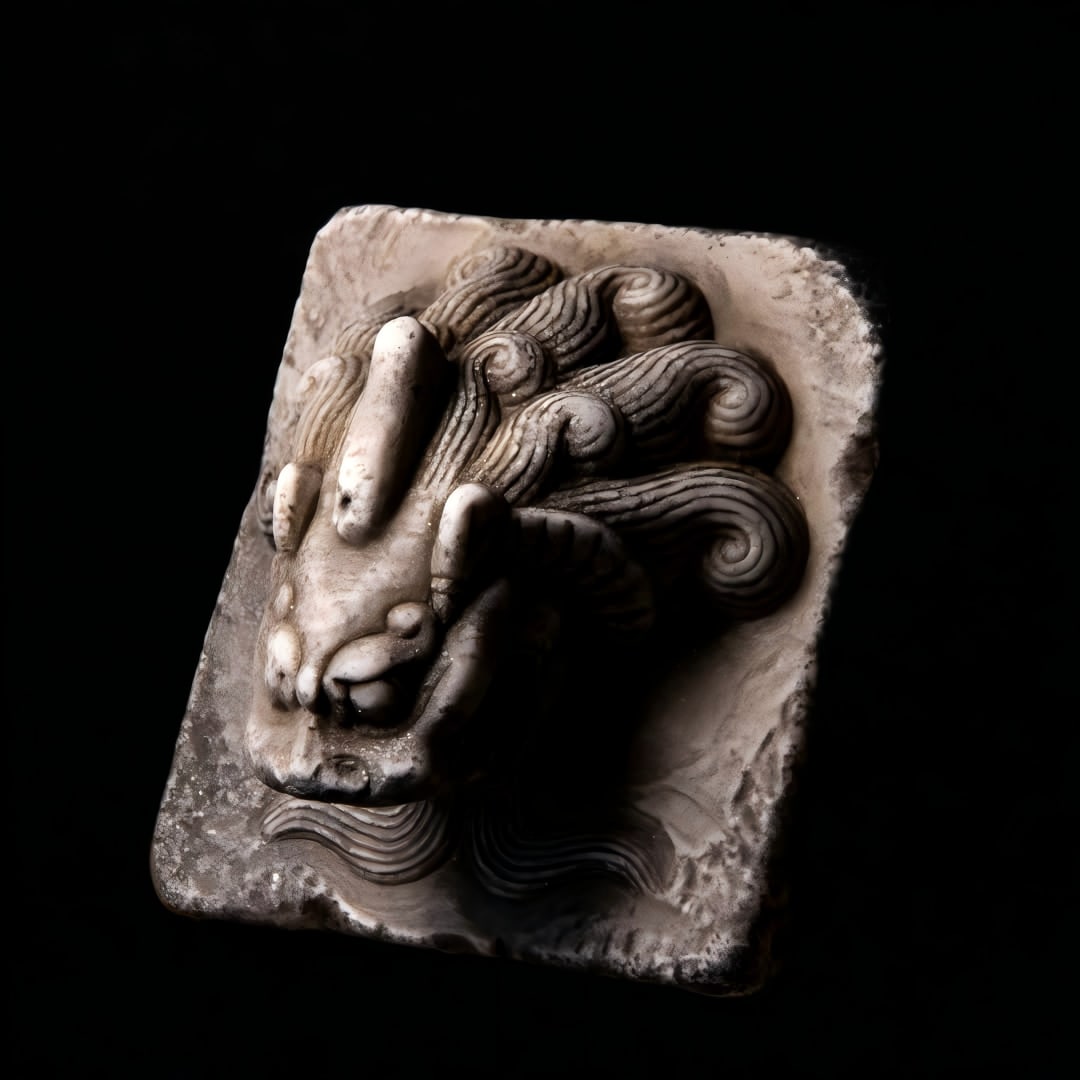 A white jade lion head - 3