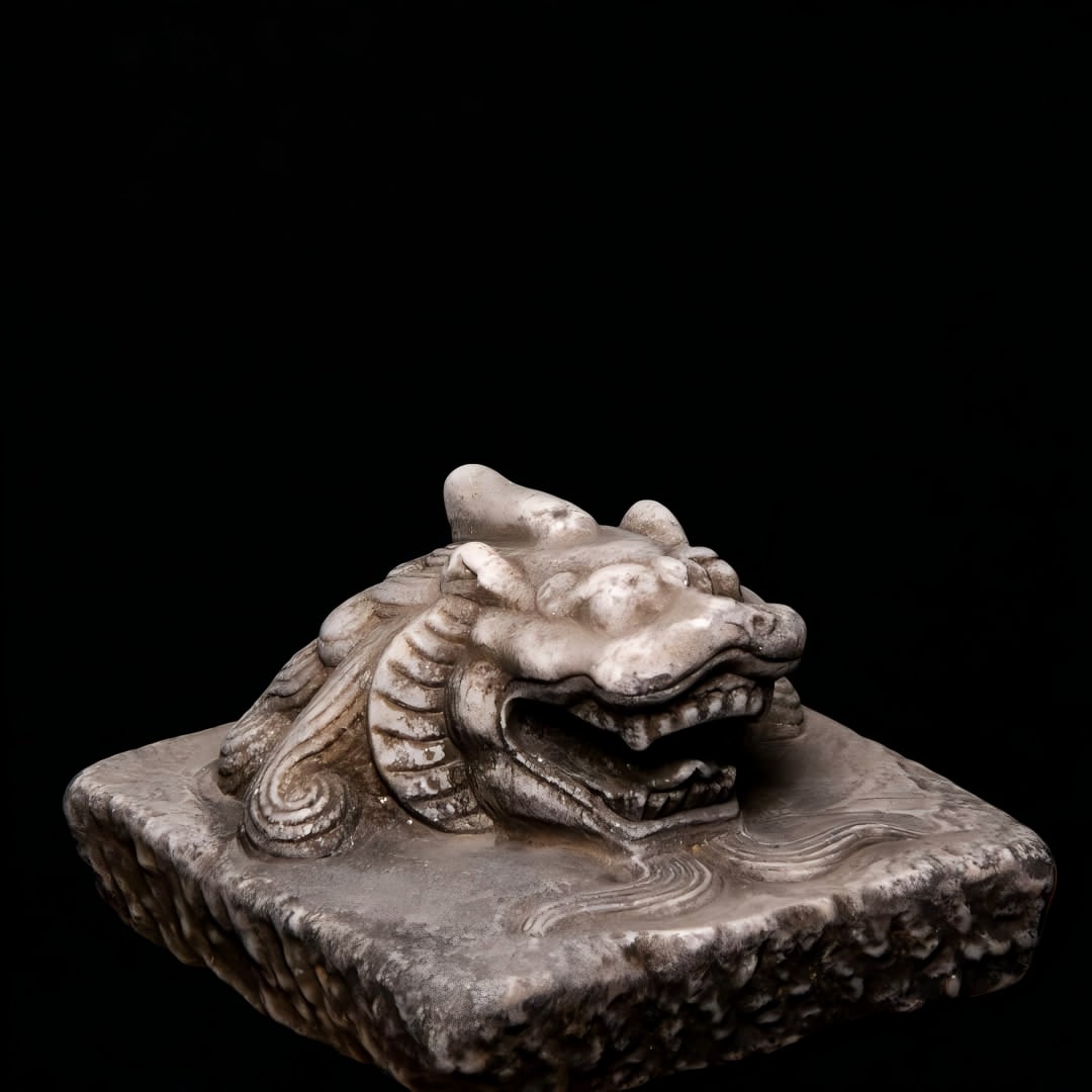 A white jade lion head - 8