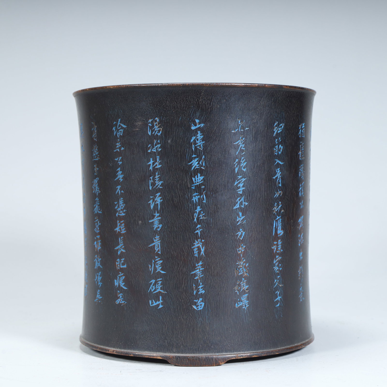 A Qing Dynasty rosewood poetry pen holder: Qing Dynasty rosewood poetry pen holder SIZE: H:16cm L:15.5cm W:15.5cm W:745g (The Dimensions Of All Batches Are Manually Measured.If You Need More Detailed Information, Please Contact Our Customer Se