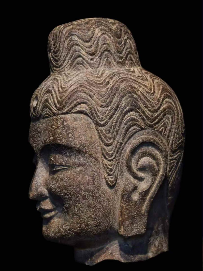 A Great Wei bluestone Buddha head - 5