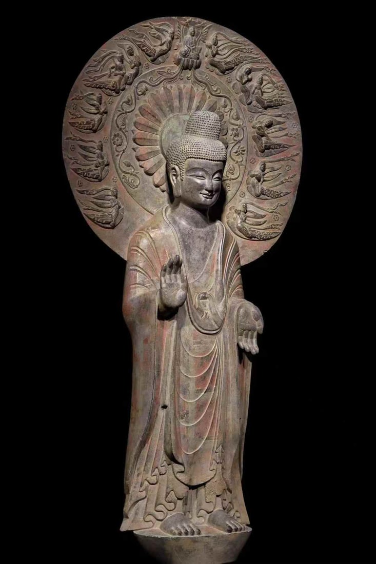 A Da Wei backlit painted Buddha statue - 2