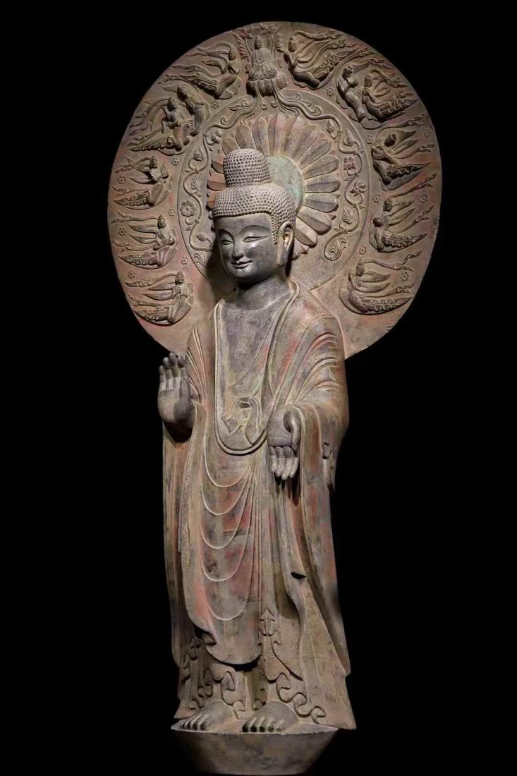 A Da Wei backlit painted Buddha statue - 3