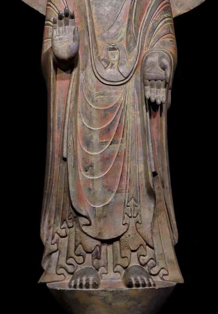 A Da Wei backlit painted Buddha statue - 5