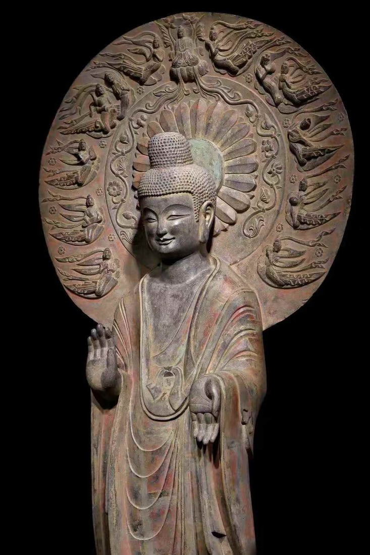 A Da Wei backlit painted Buddha statue - 6