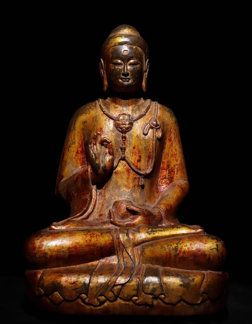 A Northern Qi bluestone gilt Buddha statue (1 of 9)
