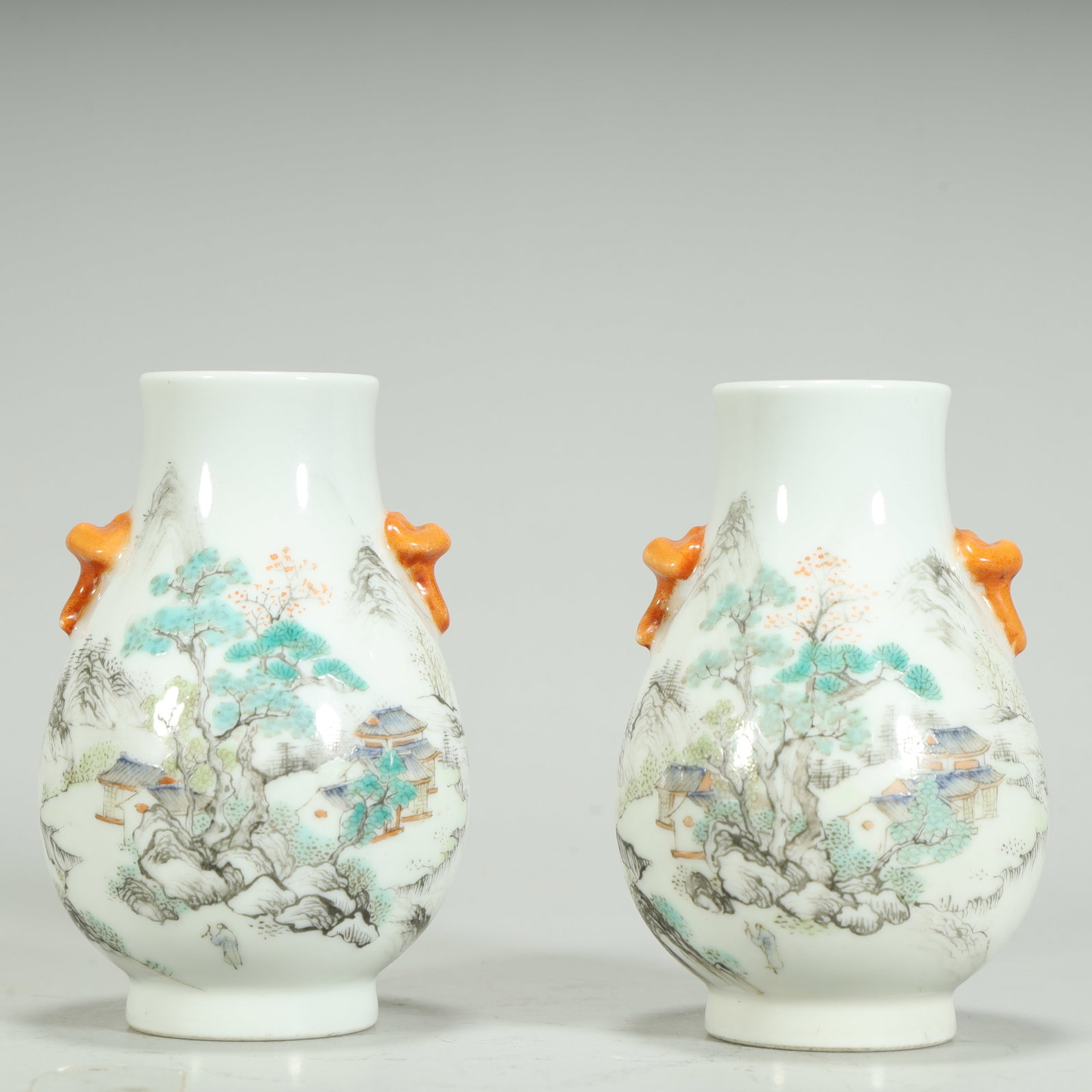 A Qing Dynasty light crimson landscape pattern deer ear statue (1 of 8)