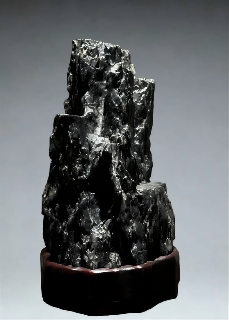 A Qing Dynasty Yingshi Mountain Peak study ornament: Qing Dynasty Yingshi Mountain Peak Study Ornament SIZE: H:35cm W:19cm T:16cm (The Dimensions Of All Batches Are Manually Measured.If You Need More Detailed Information, Please Contact Our Customer Ser