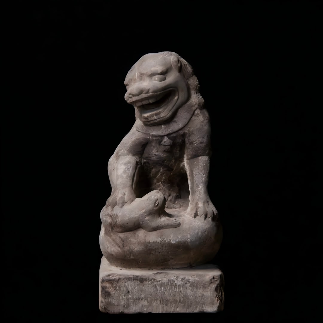 A Qing Dynasty bluestone stone carved beast: Qing Dynasty bluestone stone carved auspicious beasts SIZE: H:25cm L:14cm W:12cm (The Dimensions Of All Batches Are Manually Measured.If You Need More Detailed Information, Please Contact Our Customer