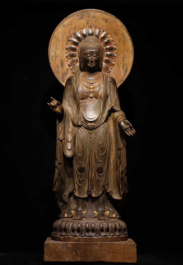 A Tang Dynasty bluestone painted Buddha (1 of 9)