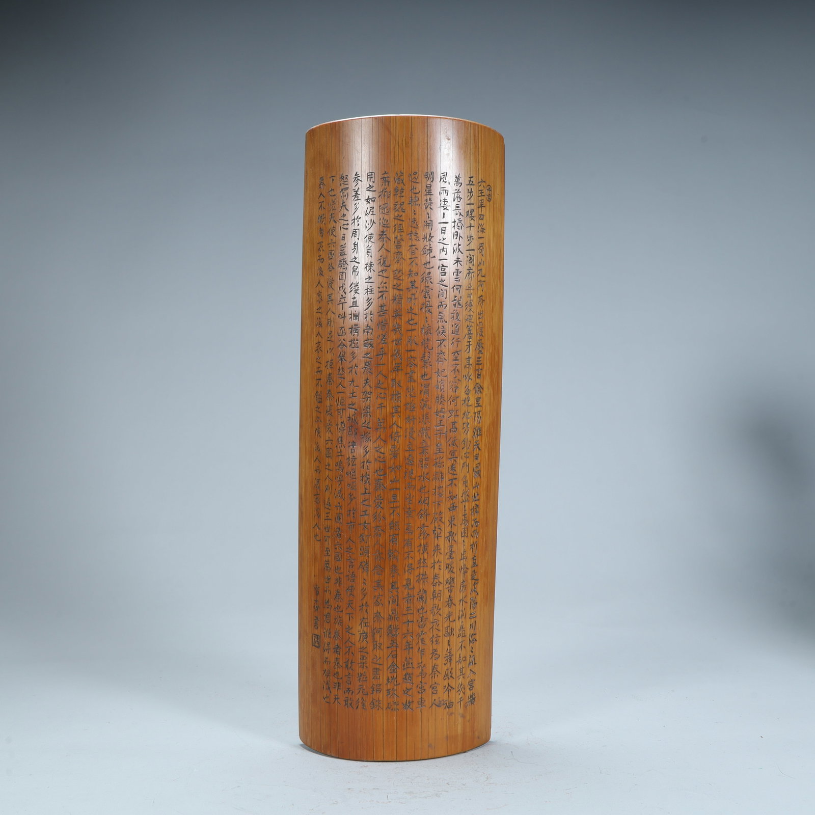A Qing Dynasty bamboo carved orchid pavilion preface poem armrest (1 of 8)