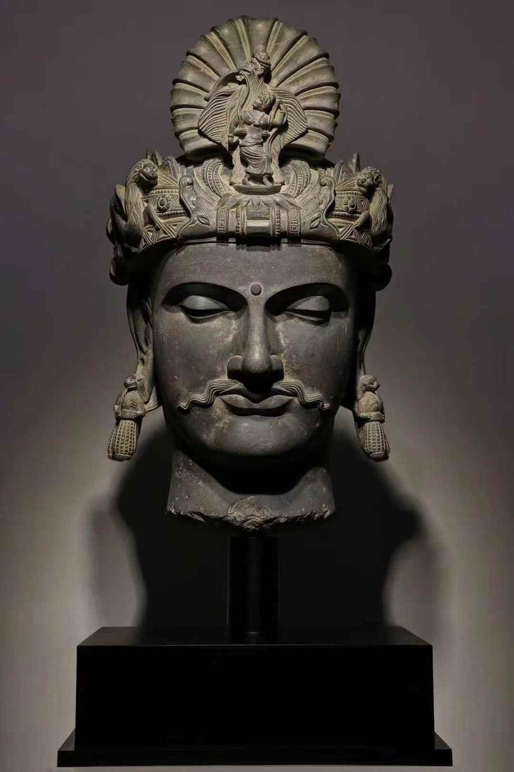 A Gandhara gray schist Buddha head (1 of 6)