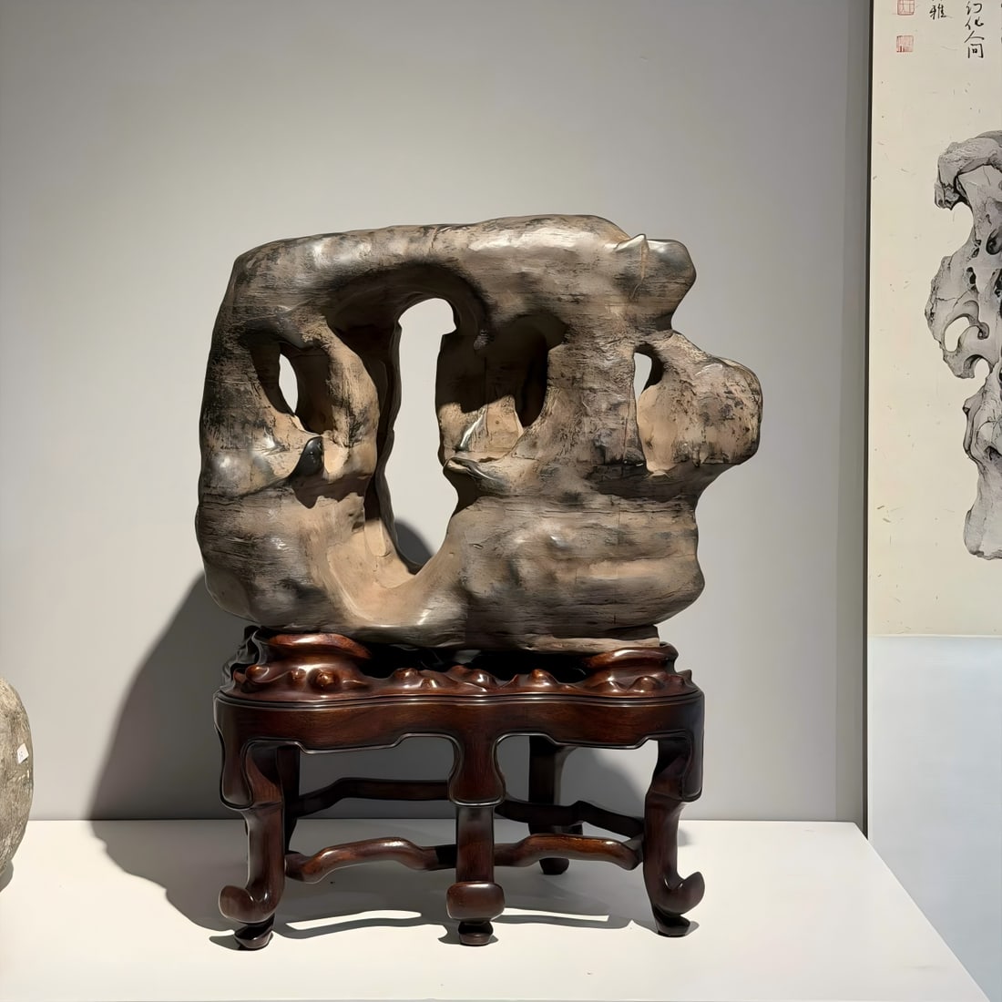 A Qing Dynasty "Langya Cave Heaven" Taihu Lake stone study ornament: Qing Dynasty "Langya Cave Heaven" Taihu Lake stone study ornament SIZE: 37x26x44cm (The Dimensions Of All Batches Are Manually Measured.If You Need More Detailed Information, Please Contact Our Custom