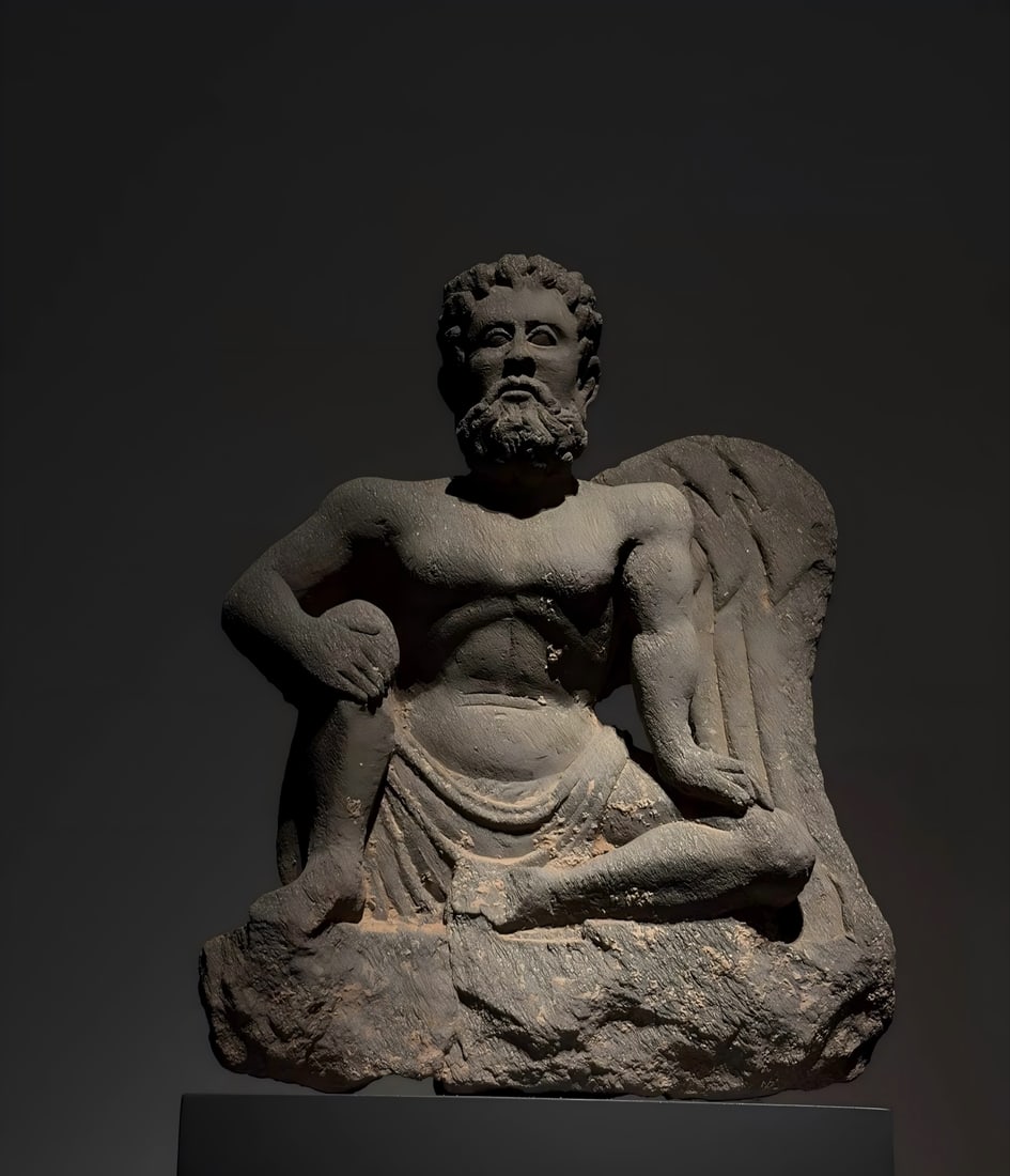 A Gandhara Atlas of gray schist from the 2nd-5th centuries AD: Gandhara Atlas SIZE: W:12cm H:26cm (The Dimensions Of All Batches Are Manually Measured.If You Need More Detailed Information, Please Contact Our Customer Service Before Bidding.)