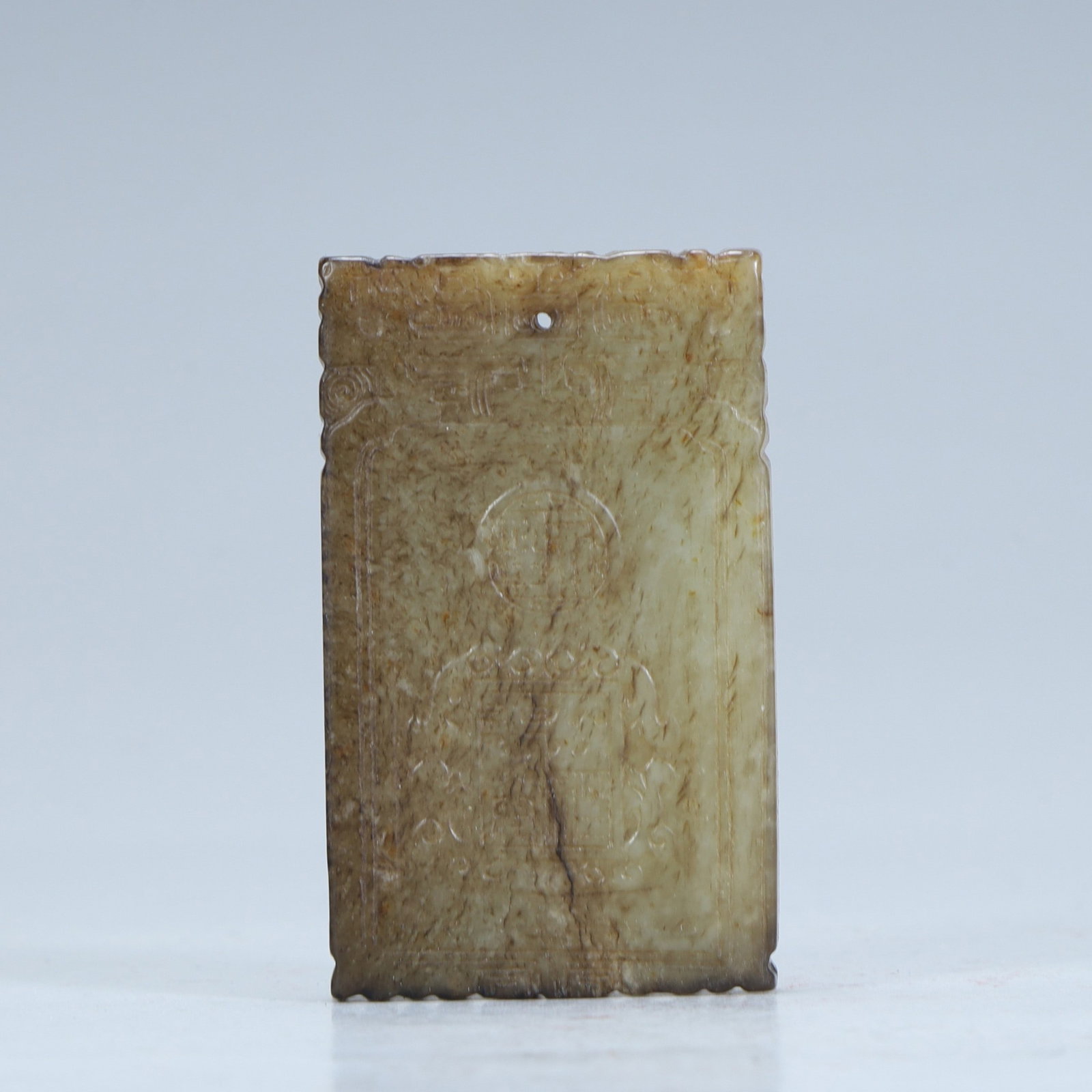 A Qing Dynasty Hetian jade plaque: Qing Dynasty Hetian jade plaque SIZE: H:6.7cm L:4cm W:0.8cm W:60g (The Dimensions Of All Batches Are Manually Measured.If You Need More Detailed Information, Please Contact Our Customer Service Before