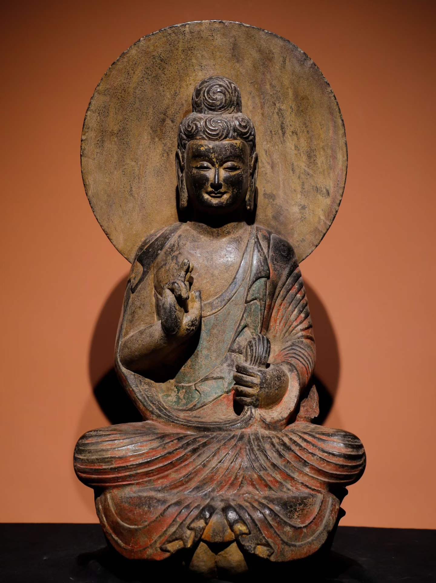 A Northern Wei bluestone painted Buddha statue (1 of 9)