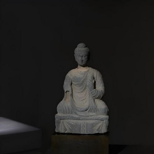 A statue of Gandhara Buddha from the 2nd-5th centuries AD: Gandhara Buddha statue SIZE: W: 13cm H: 22cm with base cm H: 29cm (The Dimensions Of All Batches Are Manually Measured.If You Need More Detailed Information, Please Contact Our Customer Service Before
