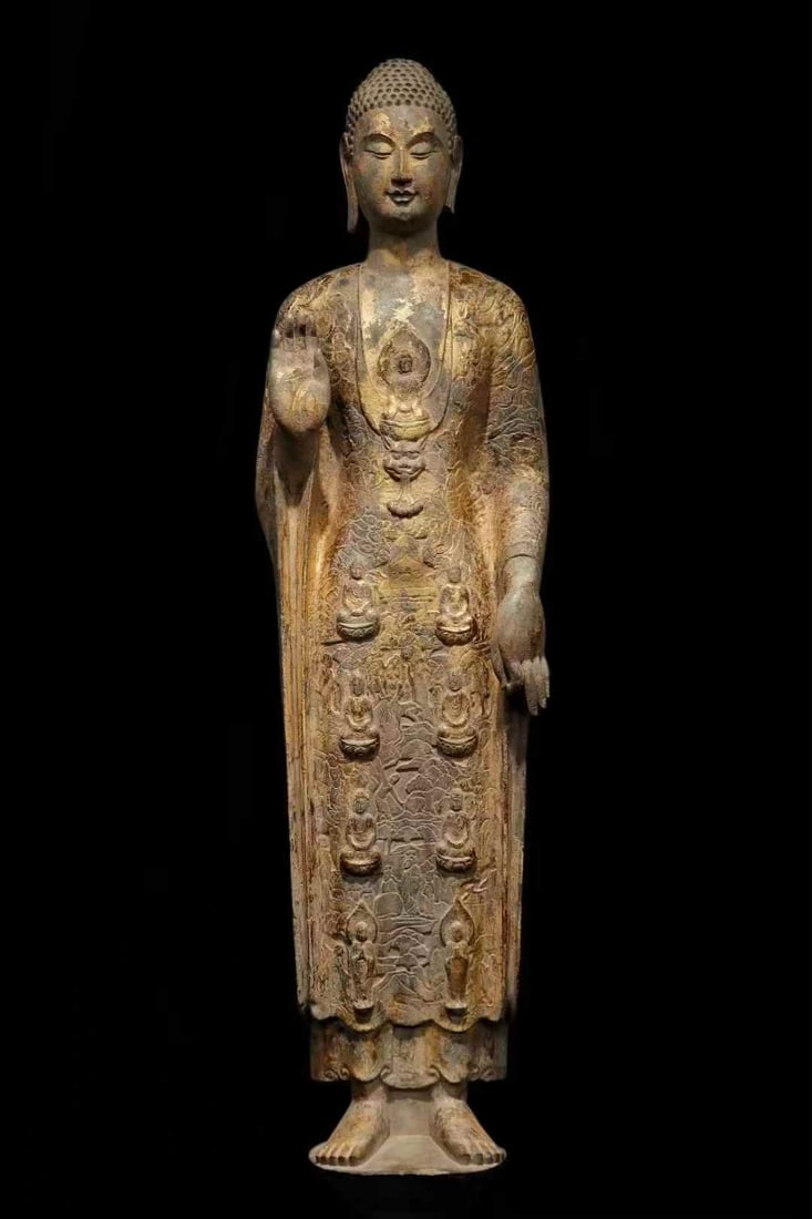 A statue of a Buddha in the Northern Qi Dharma Realm is full of gilded Buddhas: Northern Qi Dharma Realm People Full of Gilded Buddha Statues SIZE: H:136cm (The Dimensions Of All Batches Are Manually Measured.If You Need More Detailed Information, Please Contact Our Customer Serv