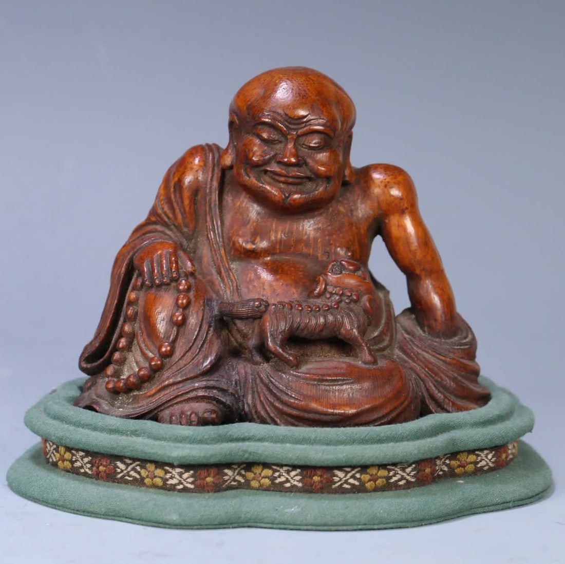 A Qing Dynasty bamboo root carved Arhat ornament (1 of 9)