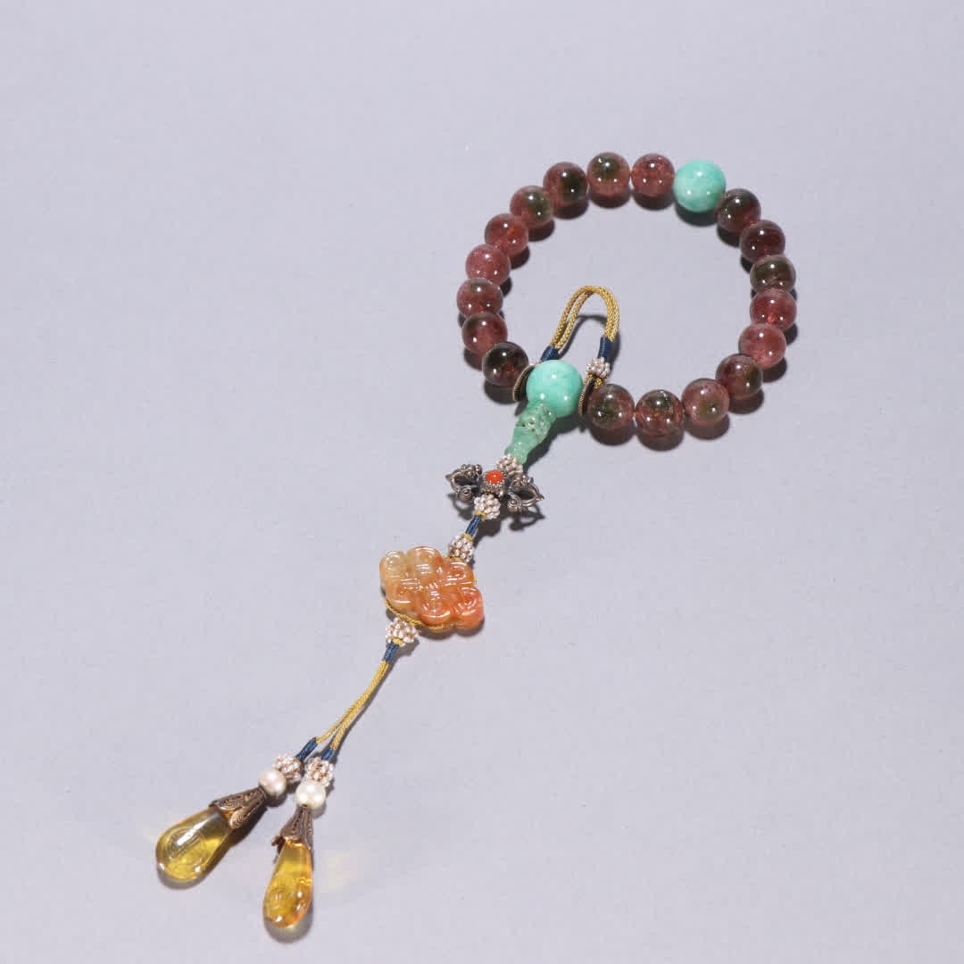 One Qing dynasty tourmaline eighteen zi held in the hands: Qing Dynasty: Tourmaline Eighteen Zi Held in Hand SIZE: Bead diameter 1.1cm W: 73.2g (The Dimensions Of All Batches Are Manually Measured.If You Need More Detailed Information, Please Contact Our Cust