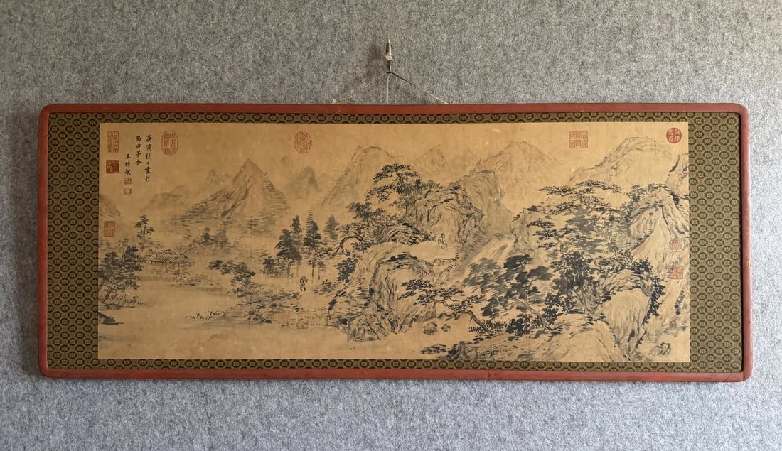 A paper landscape painting by Wang Shimin: Wang Shimin's landscape painting on paper SIZE: Painting Core45x110cm (The Dimensions Of All Batches Are Manually Measured.If You Need More Detailed Information, Please Contact Our Customer Service Be