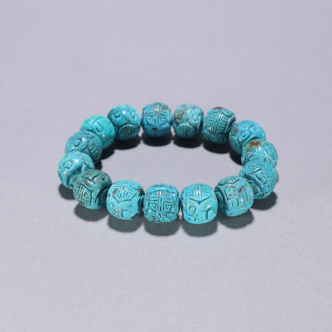 One turquoise carved longevity pattern bracelet (1 of 9)