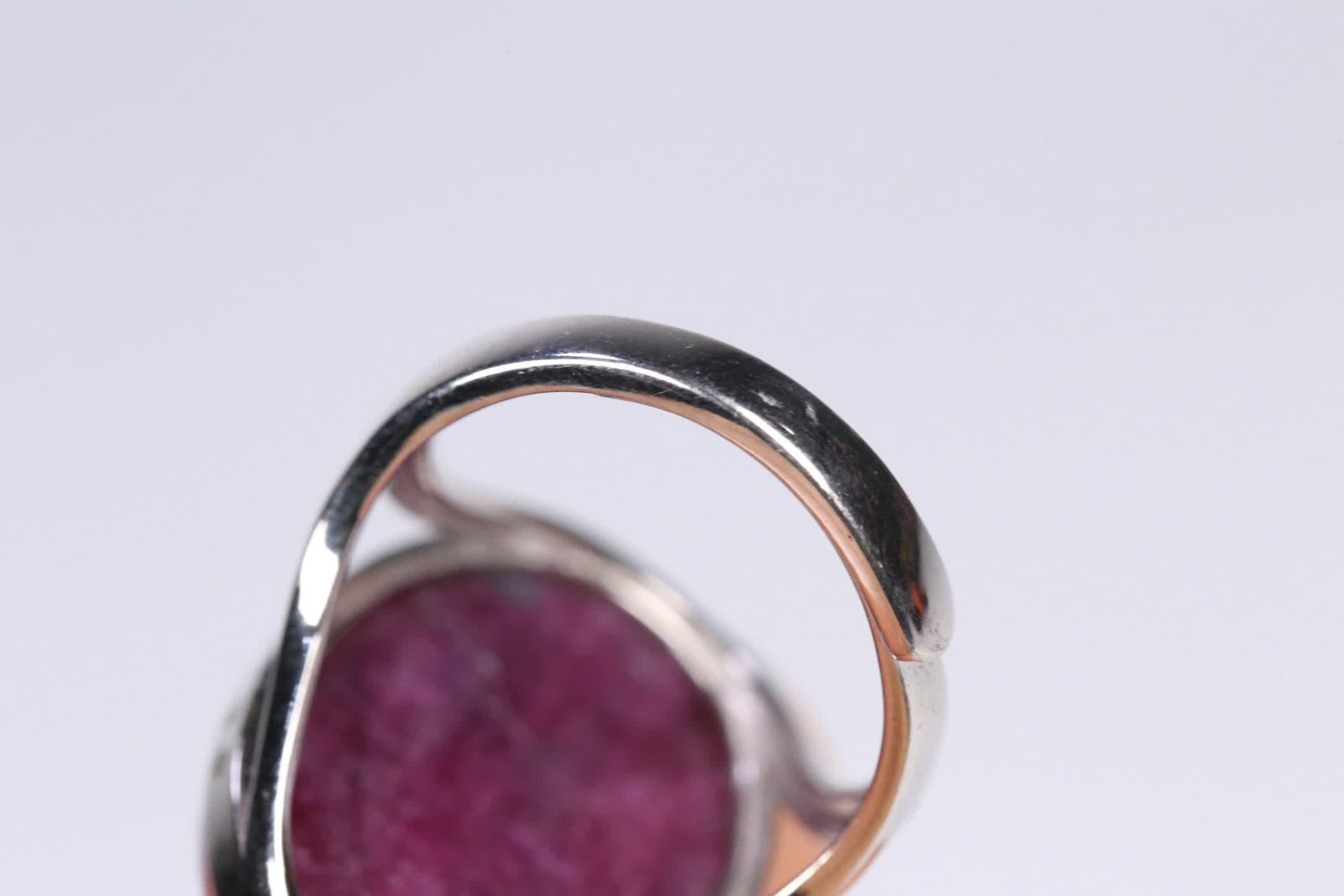 A Qing Dynasty ruby silver-plated ring - 8
