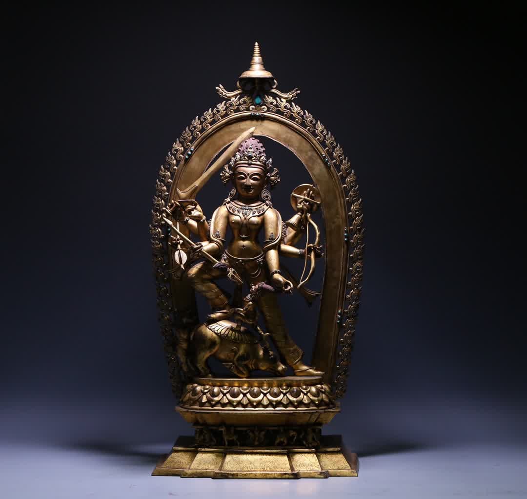 A 17th-century gilt bronze statue of the High Vajra Haimu (1 of 9)