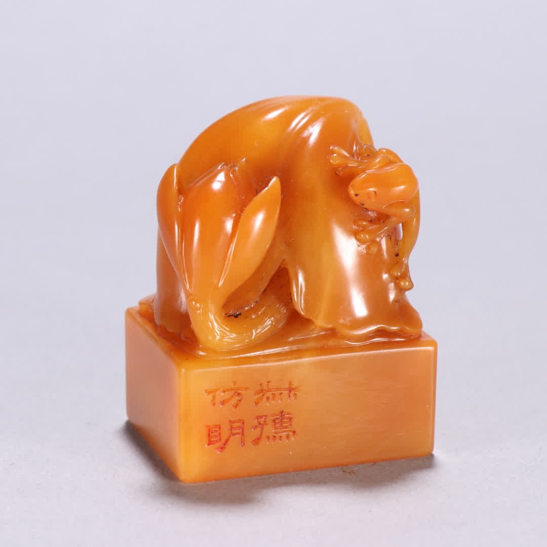 A Qing Dynasty Tianhuang Stone Lotus Pond Frog Fun Seal (1 of 9)