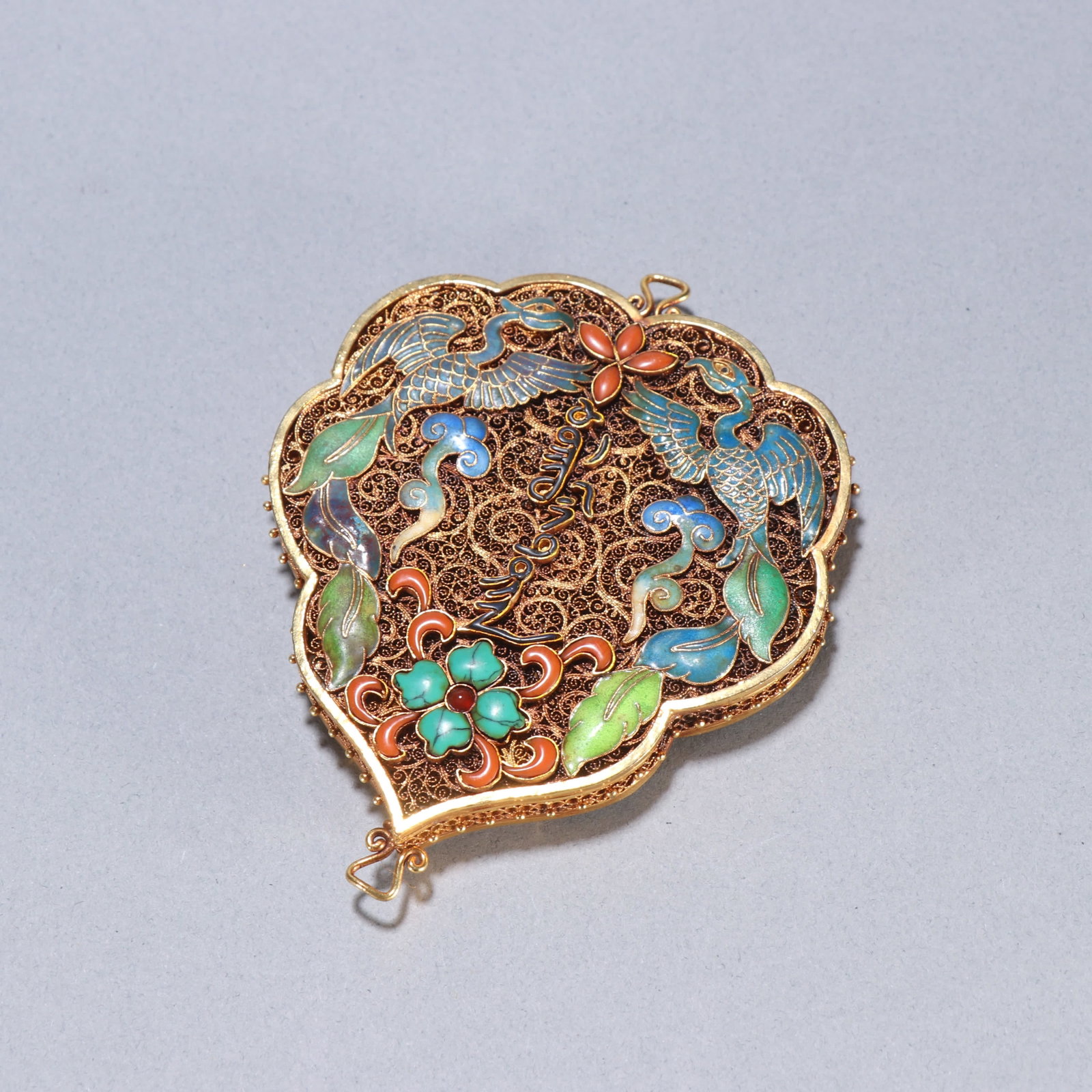 A Qing silver gilt blue fasting plaque (1 of 9)