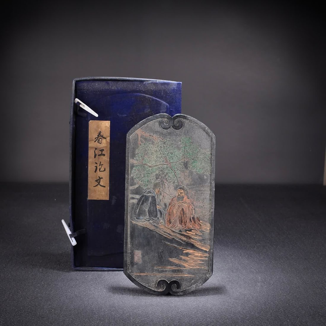 A piece of Qing Dynasty Huizhou Chunjiang paper ink block: Qing Dynasty Huizhou Chunjiang Essay Ink Block SIZE: W:610g 21.8x11x2cm (The Dimensions Of All Batches Are Manually Measured.If You Need More Detailed Information, Please Contact Our Customer Service 