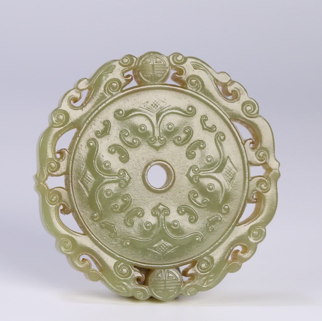 A Qing Dynasty Hetian yellow jade plaque with taotie phoenix pattern: Qing Dynasty Hetian yellow jade taotie phoenix pattern plaque SIZE: 5.3x0.7cm W:36g (The Dimensions Of All Batches Are Manually Measured.If You Need More Detailed Information, Please Contact Our Custo