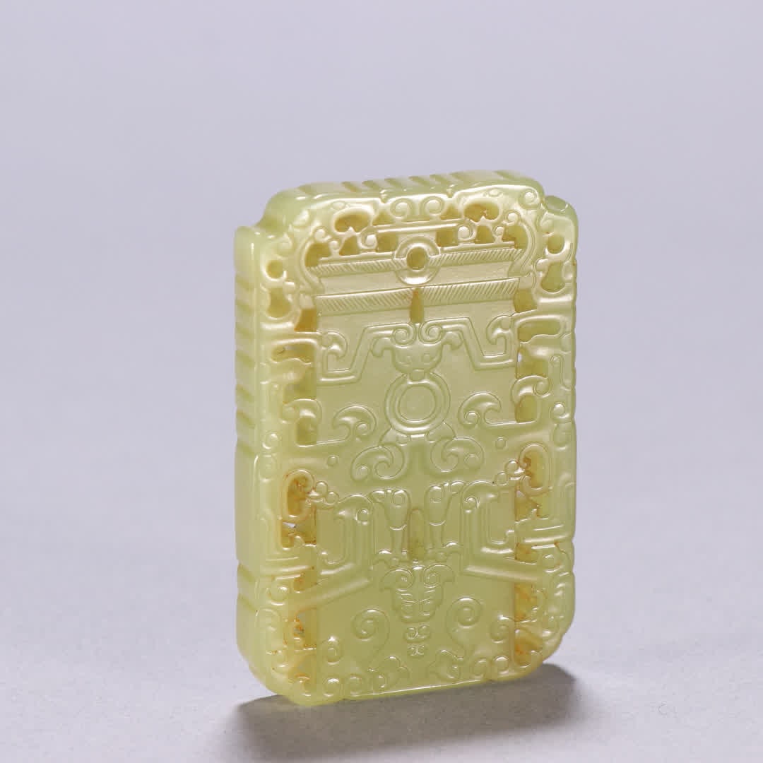 One is a Qing Hetian yellow jade plaque with chi dragon motif: Qing dynasty Hetian yellow jade plaque with chi dragon pattern SIZE: H:5.7cm W:3.8cm W:39g (The Dimensions Of All Batches Are Manually Measured.If You Need More Detailed Information, Please Contact Ou