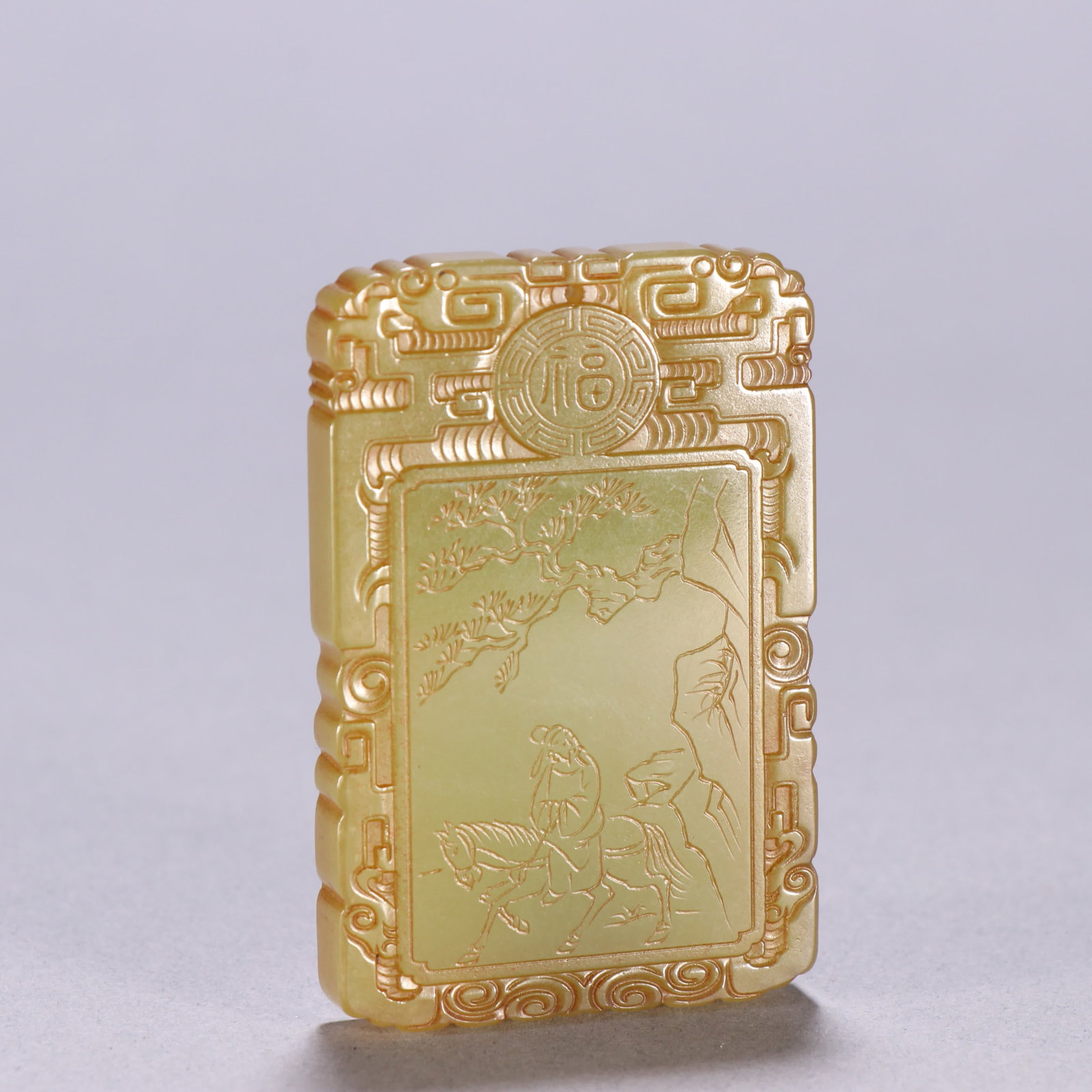 A story plaque of Qing Hetian yellow jade figures (1 of 9)