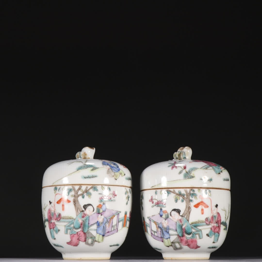 A wine warmer with a clear pastel character story: Qing dynasty pastel figure stories and wine warmers SIZE: H:9.2cm W:7.8cm (The Dimensions Of All Batches Are Manually Measured.If You Need More Detailed Information, Please Contact Our Customer Servic