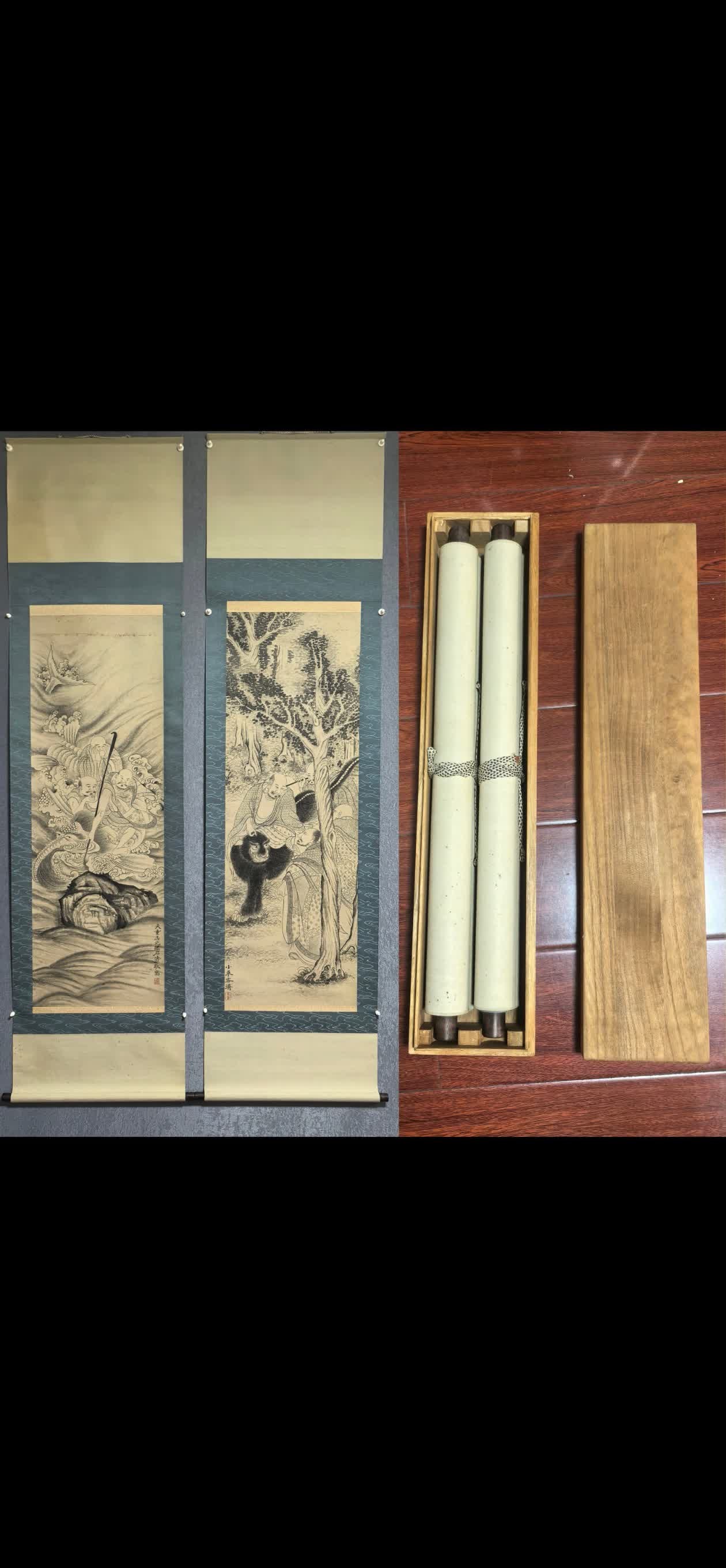 A paper hanging scroll of Shi Tao's landscape Arhats (1 of 9)