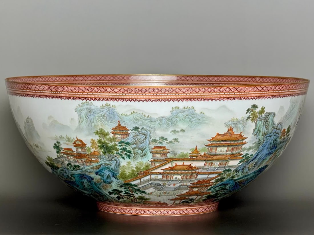 One is a large, thin-bodied bowl painted by Wang Shugu from the Qing Dynasty, supervised by (1 of 10)