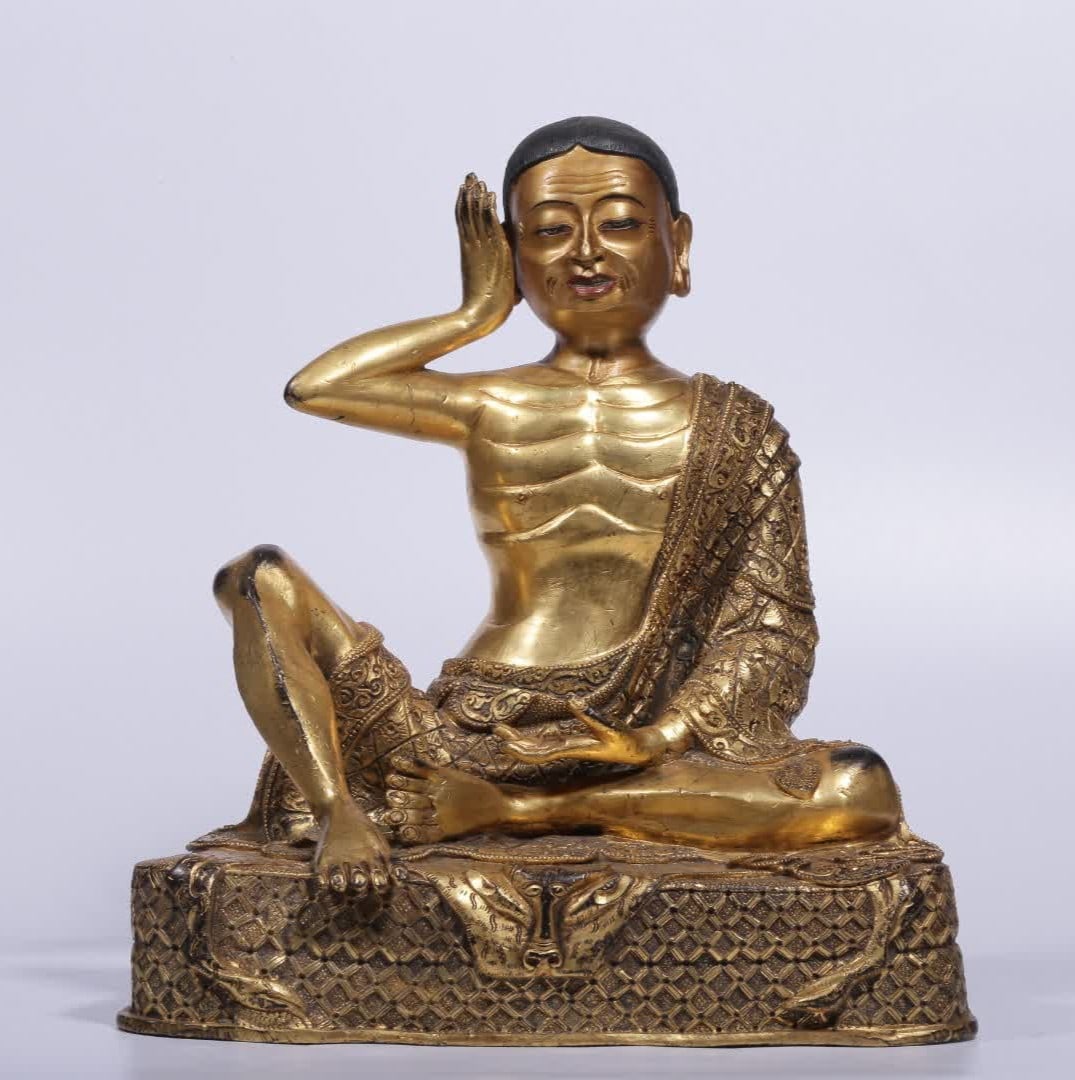 A Qing Dynasty gilt bronze statue of Milarepa (1 of 12)
