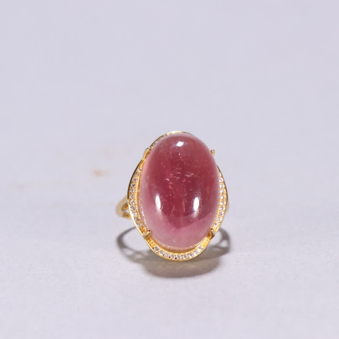 A Qing Dynasty tourmaline ring: Qing Dynasty tourmaline ring SIZE: Inner diameter 1.9cm W: 10g (The Dimensions Of All Batches Are Manually Measured.If You Need More Detailed Information, Please Contact Our Customer Service Before Bi