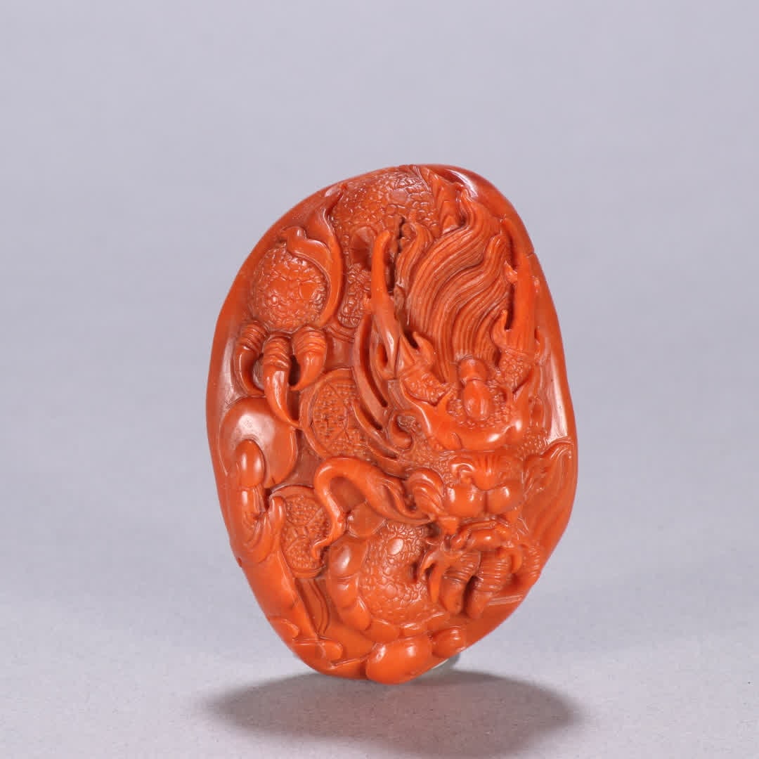 One piece of southern red agate dragon pendant: Southern red agate dragon pattern pendant SIZE: H:6.7cm W:4.7cm W:99.4g (The Dimensions Of All Batches Are Manually Measured.If You Need More Detailed Information, Please Contact Our Customer Service