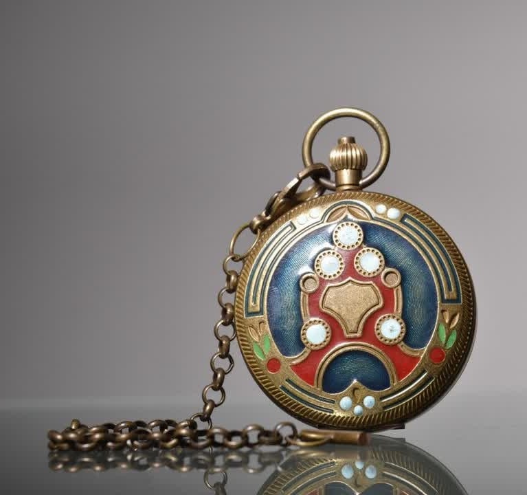 A 19th-century copper enamel double-opening pocket watch (1 of 8)