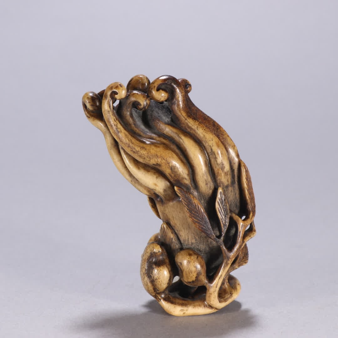 A deer antler carved Buddha hand carving (1 of 9)