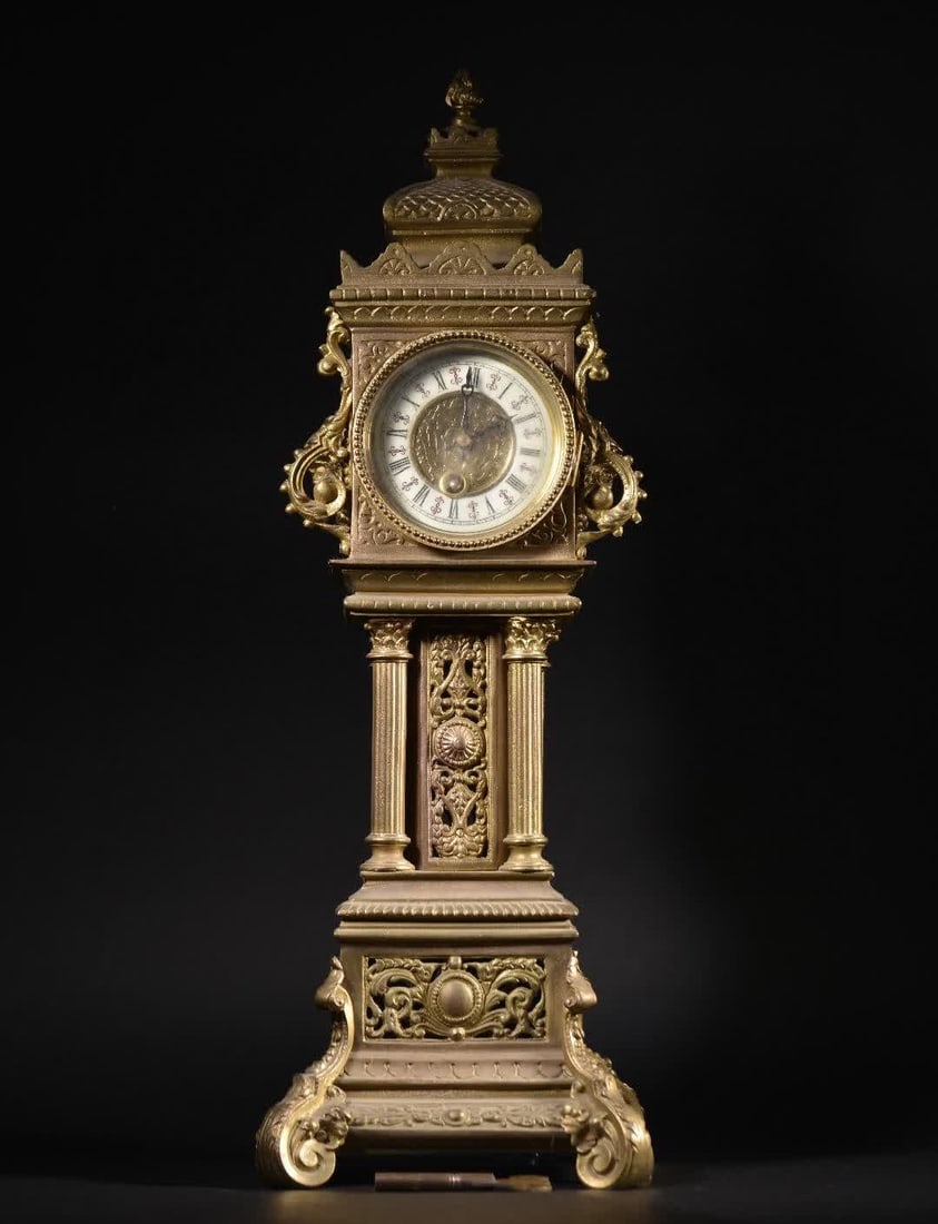 An early nineteenth-century French Rococo-style gilt clock tower (1 of 9)