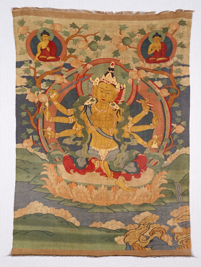 A Qing Dynasty kesi thangka: Qing Dynasty kesi thangka SIZE: L:105cm W:74cm (The Dimensions Of All Batches Are Manually Measured.If You Need More Detailed Information, Please Contact Our Customer Service Before Bidding.)