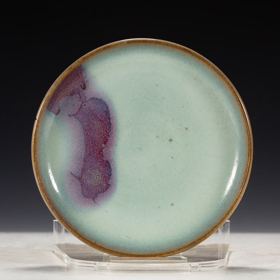 One Song Dynasty Jun kiln basin: Jun kiln tray from the Song dynasty SIZE: L:18cm W:18cm H:3.5cm W:480g (The Dimensions Of All Batches Are Manually Measured.If You Need More Detailed Information, Please Contact Our Customer Service B